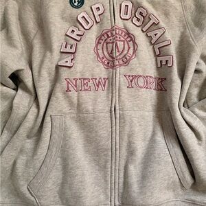 Aeropostale Heather Gray Hoodie with Maroon Accents